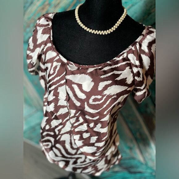 New Directions Animal-Like Brown Print Layered Ruffles Size Small EPC - Picture 1 of 7